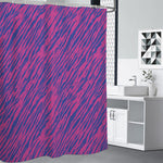 Pink And Blue Zebra Stripes Print Shower Curtain