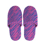 Pink And Blue Zebra Stripes Print Slippers