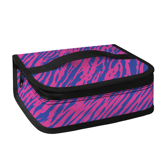 Pink And Blue Zebra Stripes Print Small Lunch Bag