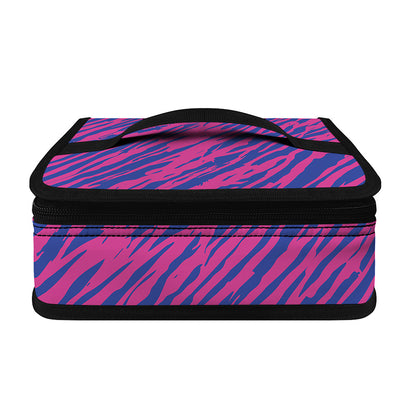Pink And Blue Zebra Stripes Print Small Lunch Bag