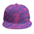 Pink And Blue Zebra Stripes Print Snapback Cap