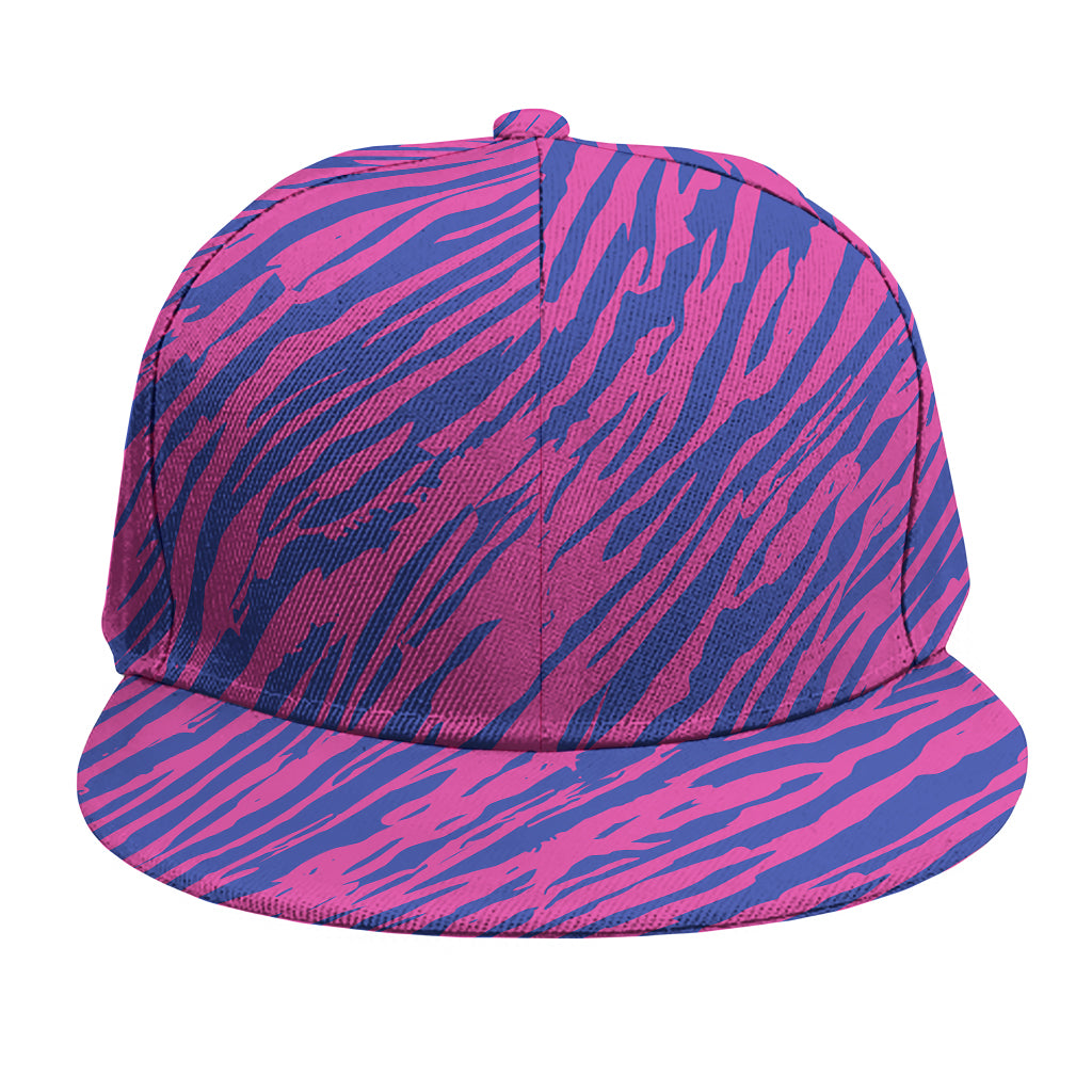 Pink And Blue Zebra Stripes Print Snapback Cap