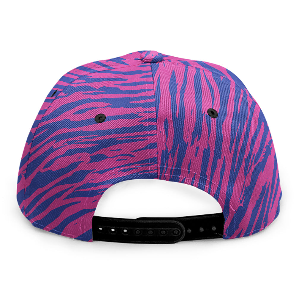 Pink And Blue Zebra Stripes Print Snapback Cap