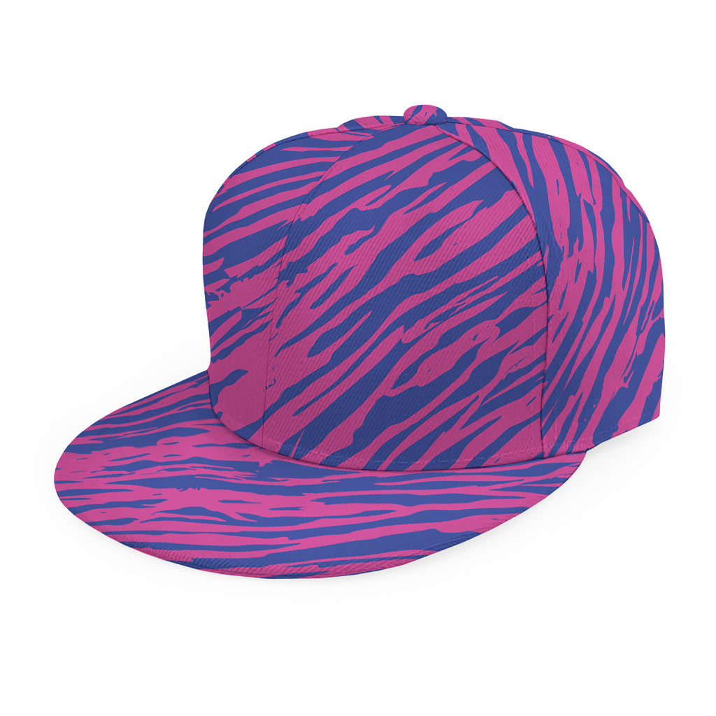 Pink And Blue Zebra Stripes Print Snapback Cap