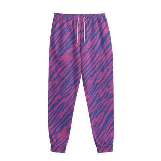 Pink And Blue Zebra Stripes Print Sweatpants