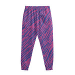 Pink And Blue Zebra Stripes Print Sweatpants