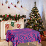 Pink And Blue Zebra Stripes Print Tablecloth