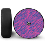 Pink And Blue Zebra Stripes Print Tire Cover With Camera Hole