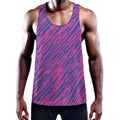 Pink And Blue Zebra Stripes Print Men's Workout Tank Top
