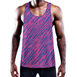 Pink And Blue Zebra Stripes Print Training Tank Top