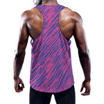 Pink And Blue Zebra Stripes Print Training Tank Top
