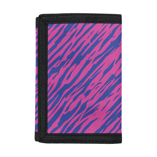 Pink And Blue Zebra Stripes Print Trifold Wallet