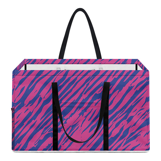 Pink And Blue Zebra Stripes Print Utility Tote Bag