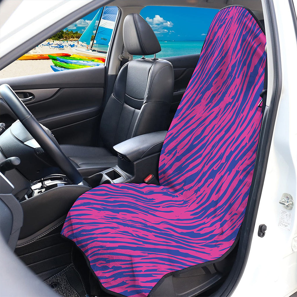 Pink And Blue Zebra Stripes Print Waterproof Car Seat Cover