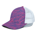 Pink And Blue Zebra Stripes Print White Mesh Trucker Cap