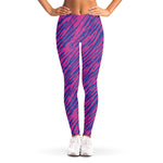 Pink And Blue Zebra Stripes Print Women's Leggings