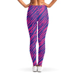 Pink And Blue Zebra Stripes Print Women's Leggings