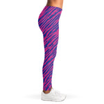 Pink And Blue Zebra Stripes Print Women's Leggings