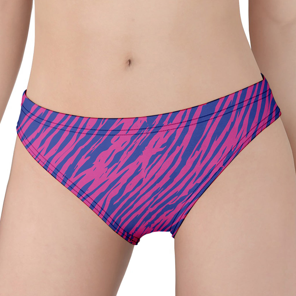 Pink And Blue Zebra Stripes Print Women's Panties