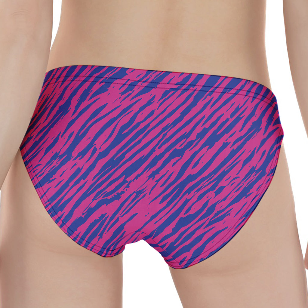 Pink And Blue Zebra Stripes Print Women's Panties