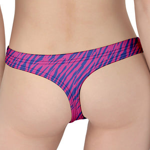 Pink And Blue Zebra Stripes Print Women's Thong