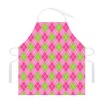 Pink And Green Argyle Pattern Print Adjustable Apron