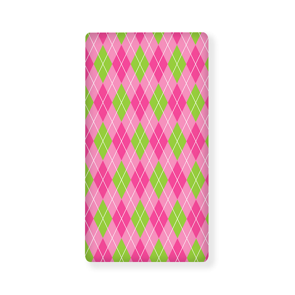 Pink And Green Argyle Pattern Print Baby Crib Sheet