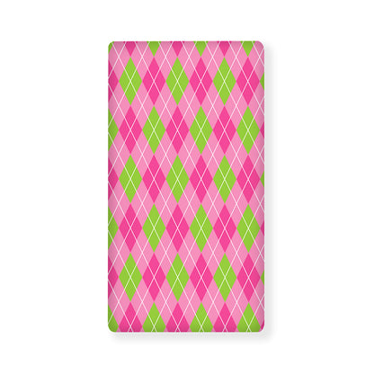 Pink And Green Argyle Pattern Print Baby Crib Sheet
