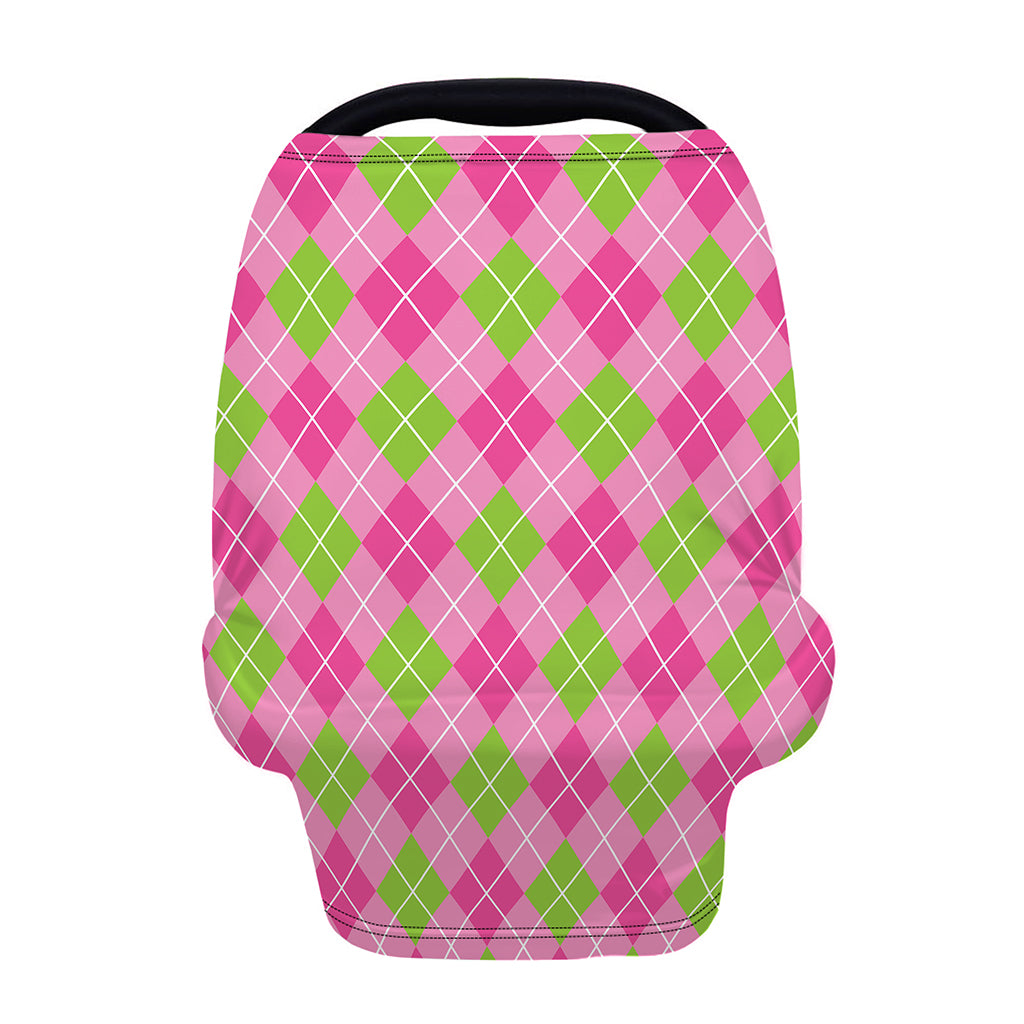 Pink And Green Argyle Pattern Print Baby Seat Cover
