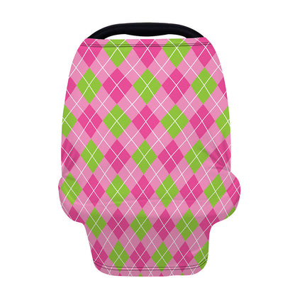 Pink And Green Argyle Pattern Print Baby Seat Cover