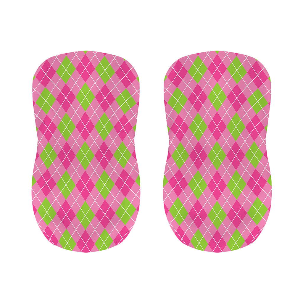 Pink And Green Argyle Pattern Print Bar Stool Covers