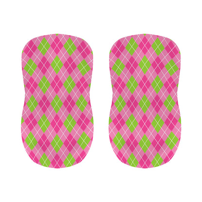 Pink And Green Argyle Pattern Print Bar Stool Covers
