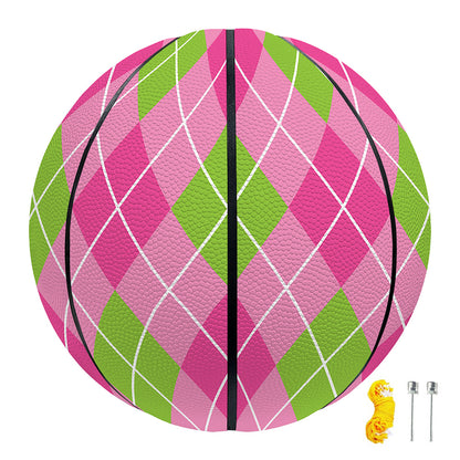 Pink And Green Argyle Pattern Print Basketball