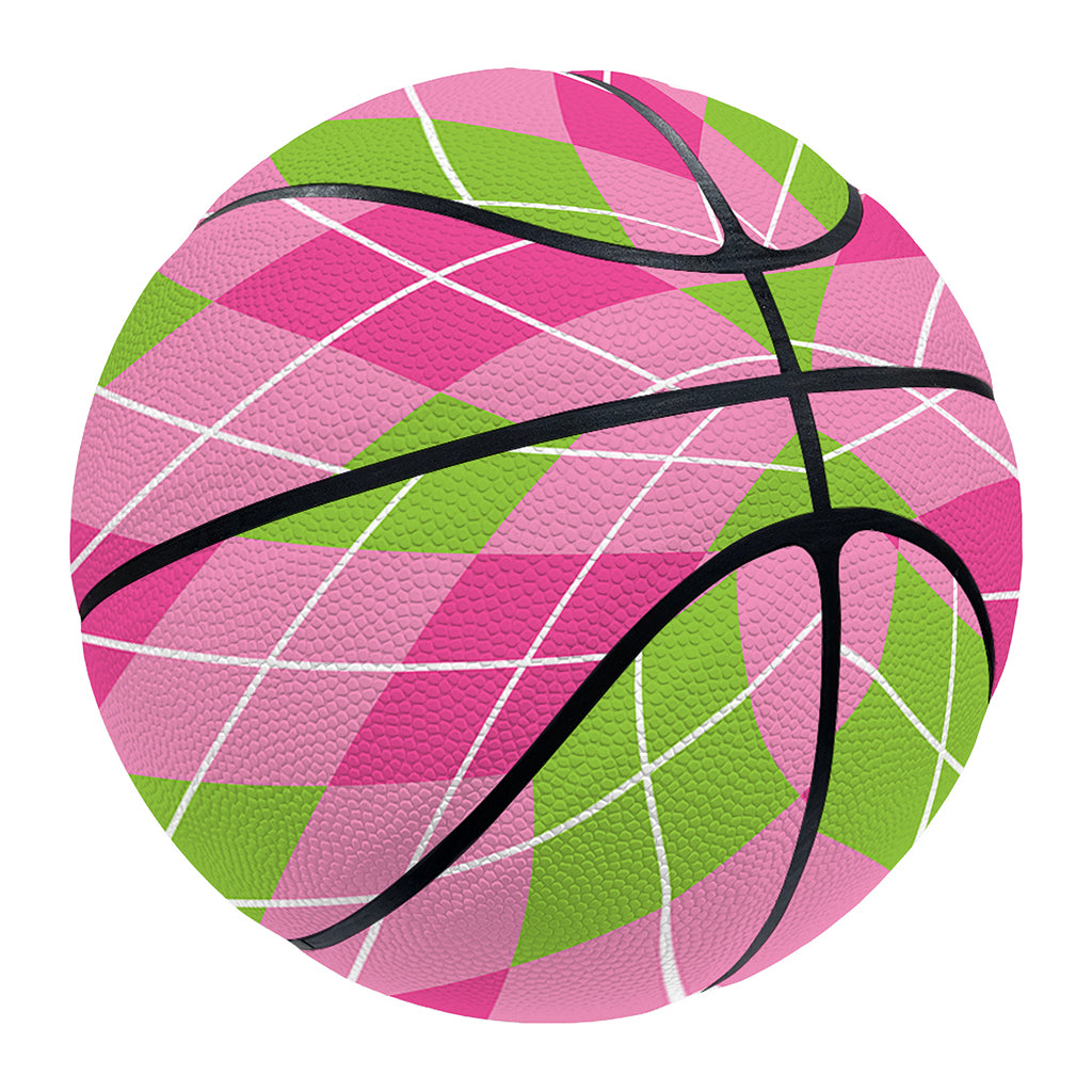 Pink And Green Argyle Pattern Print Basketball