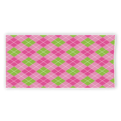 Pink And Green Argyle Pattern Print Beach Towel