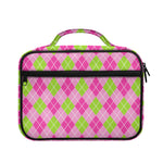 Pink And Green Argyle Pattern Print Briefcase Bible Bag