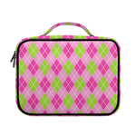 Pink And Green Argyle Pattern Print Briefcase Bible Bag