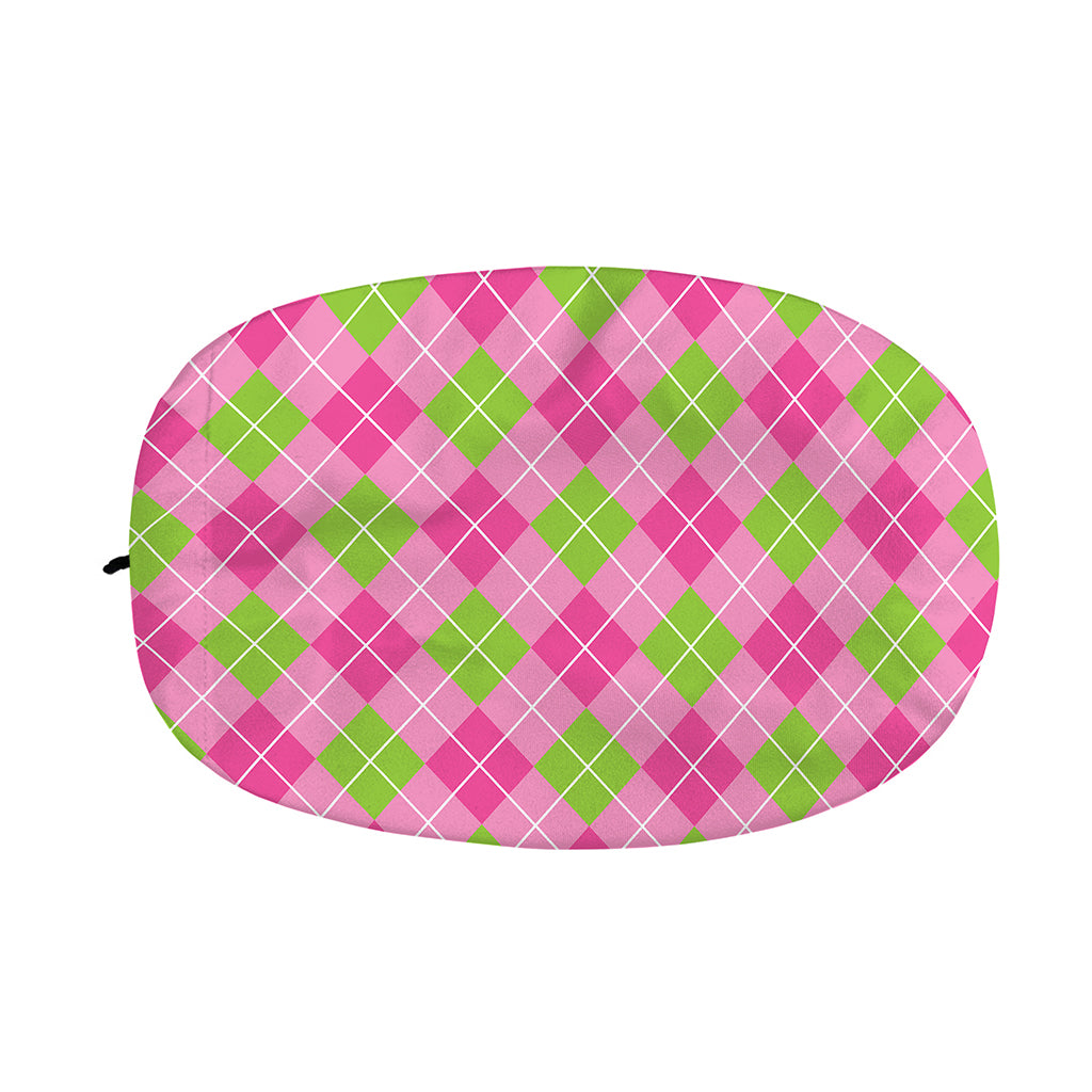 Pink And Green Argyle Pattern Print Car Side Mirror Covers