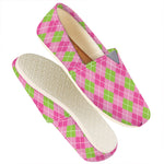 Pink And Green Argyle Pattern Print Casual Shoes