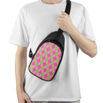 Pink And Green Argyle Pattern Print Chest Bag