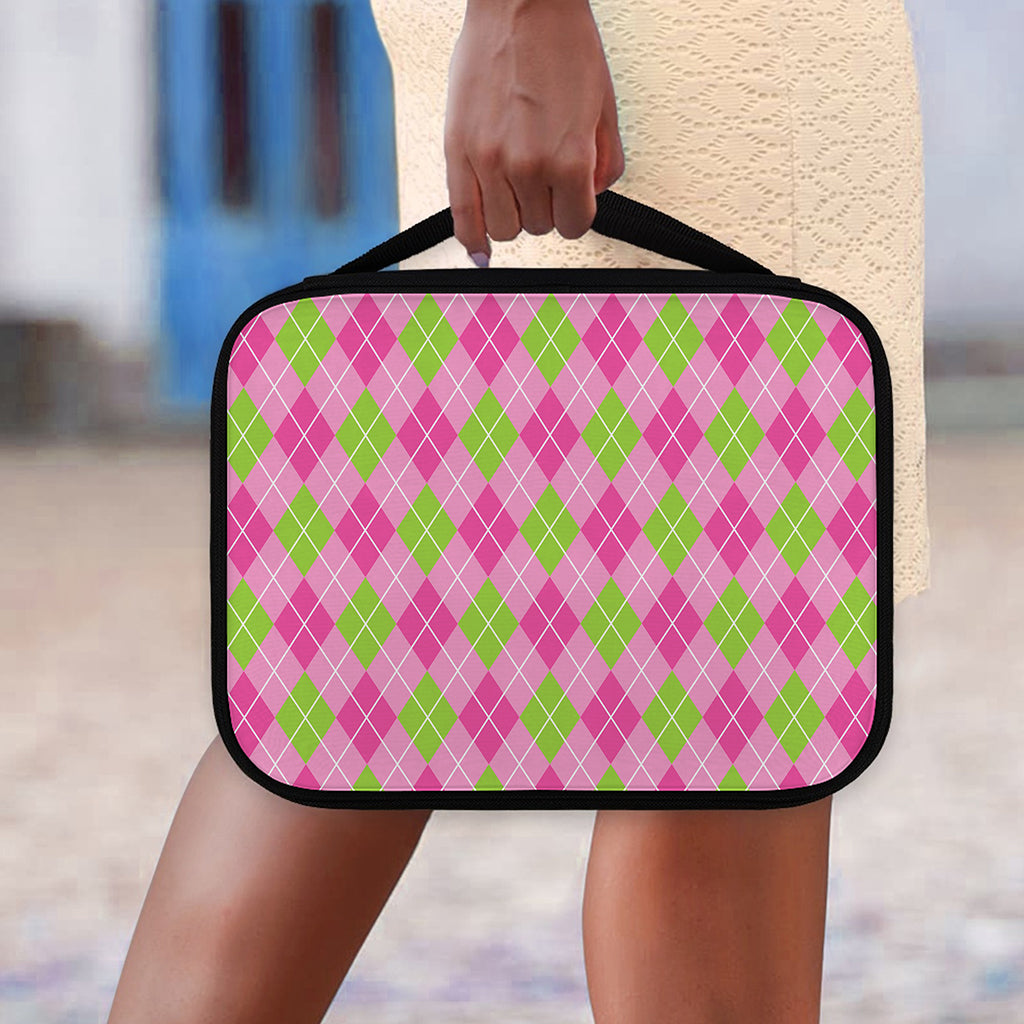 Pink And Green Argyle Pattern Print Classic Bible Case