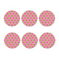 Pink And Green Argyle Pattern Print Coaster Set