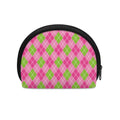 Pink And Green Argyle Pattern Print Coin Purse