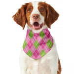 Pink And Green Argyle Pattern Print Dog Bandana