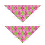 Pink And Green Argyle Pattern Print Dog Bandana