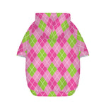 Pink And Green Argyle Pattern Print Dog Zip Up Hoodie