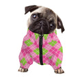 Pink And Green Argyle Pattern Print Dog Zip Up Jacket