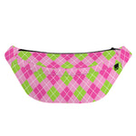 Pink And Green Argyle Pattern Print Fanny Pack