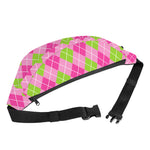 Pink And Green Argyle Pattern Print Fanny Pack