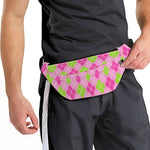Pink And Green Argyle Pattern Print Fanny Pack